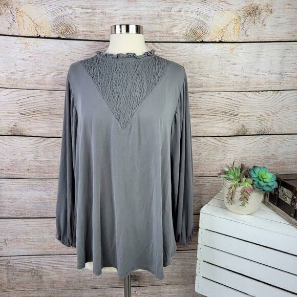 LuLaRoe Clara Simply Comfortable Women's Smocked Top Gray‎ Size Large - Picture 1 of 7